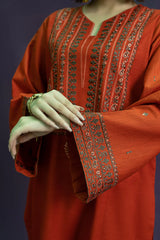 WINTER-2PC DHANAK EMBROIDRED SHIRT WITH AND EMBROIDRED TROUSER-3126