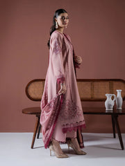 WINTER-3PC DHANAK EMBROIDERED SHIRT WITH DHANAK EMBROIDERED SHAWL & TROUSER-4186