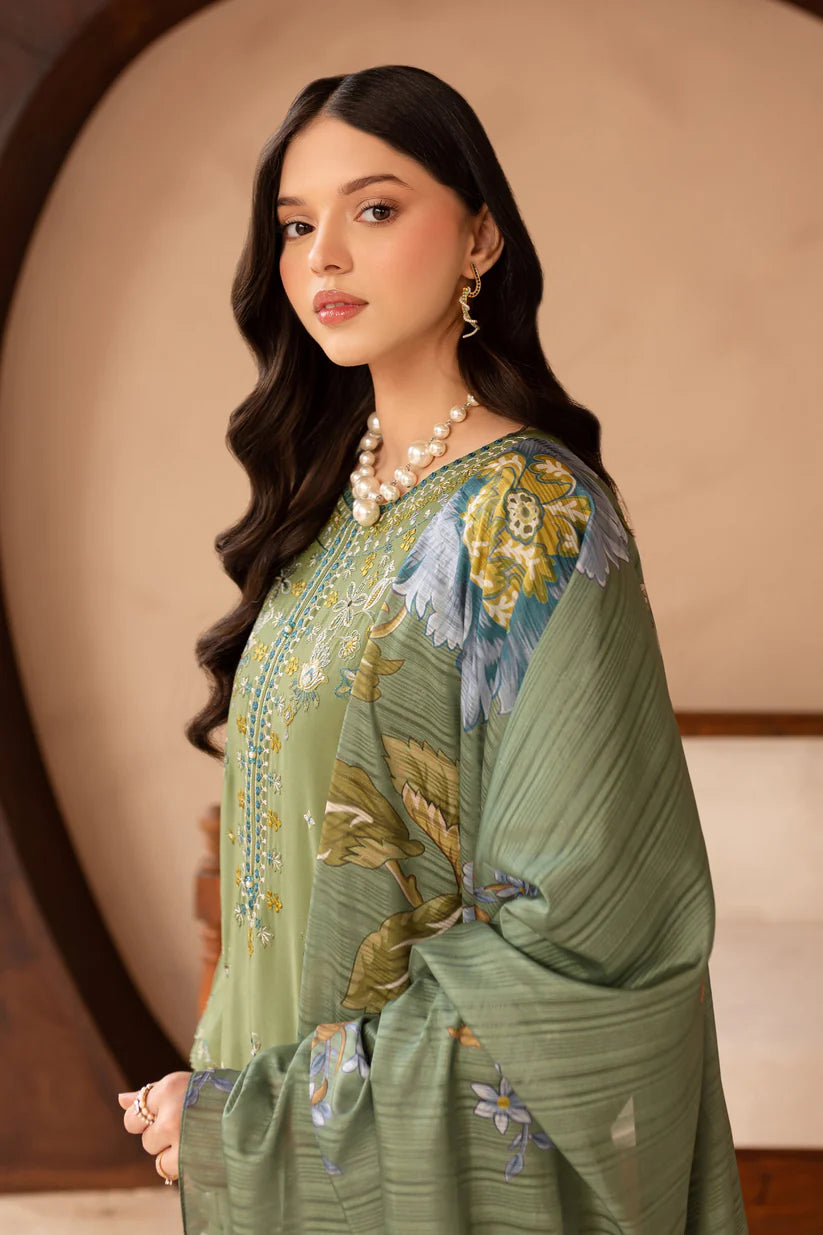 SUMMER-3PC LAWN EMBROIDERED SHIRT WITH MONARK PRINT DUPATTA AND EMB TROUSER-3700