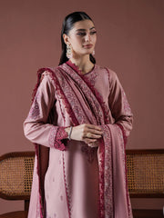 WINTER-3PC DHANAK EMBROIDERED SHIRT WITH DHANAK EMBROIDERED SHAWL & TROUSER-4186