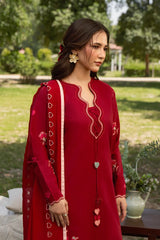 WINTER-3PC DHANAK EMBROIDERED SHIRT WITH CHIFFON EMBROIDERED DUPATTA AND TROUSER-5248