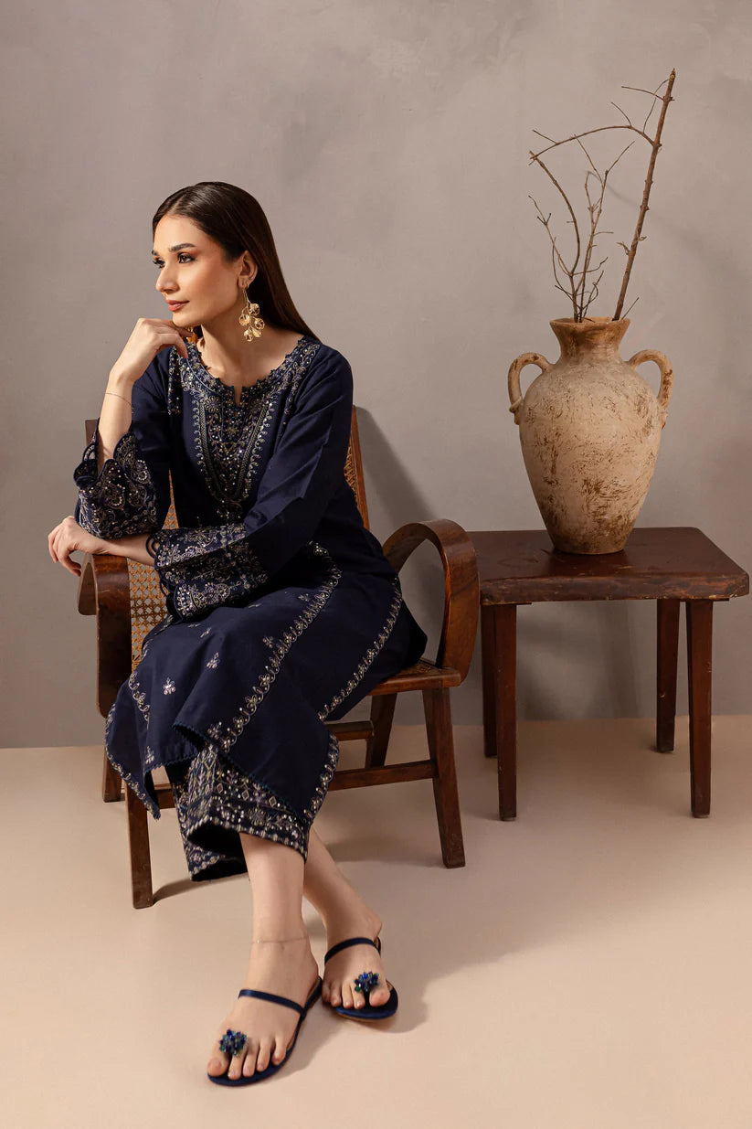SUMMER-2PC SEQUIN LAWN EMBROIDERED SHIRT WITH SEQUIN LAWN EMBROIDERED TROUSER-3475
