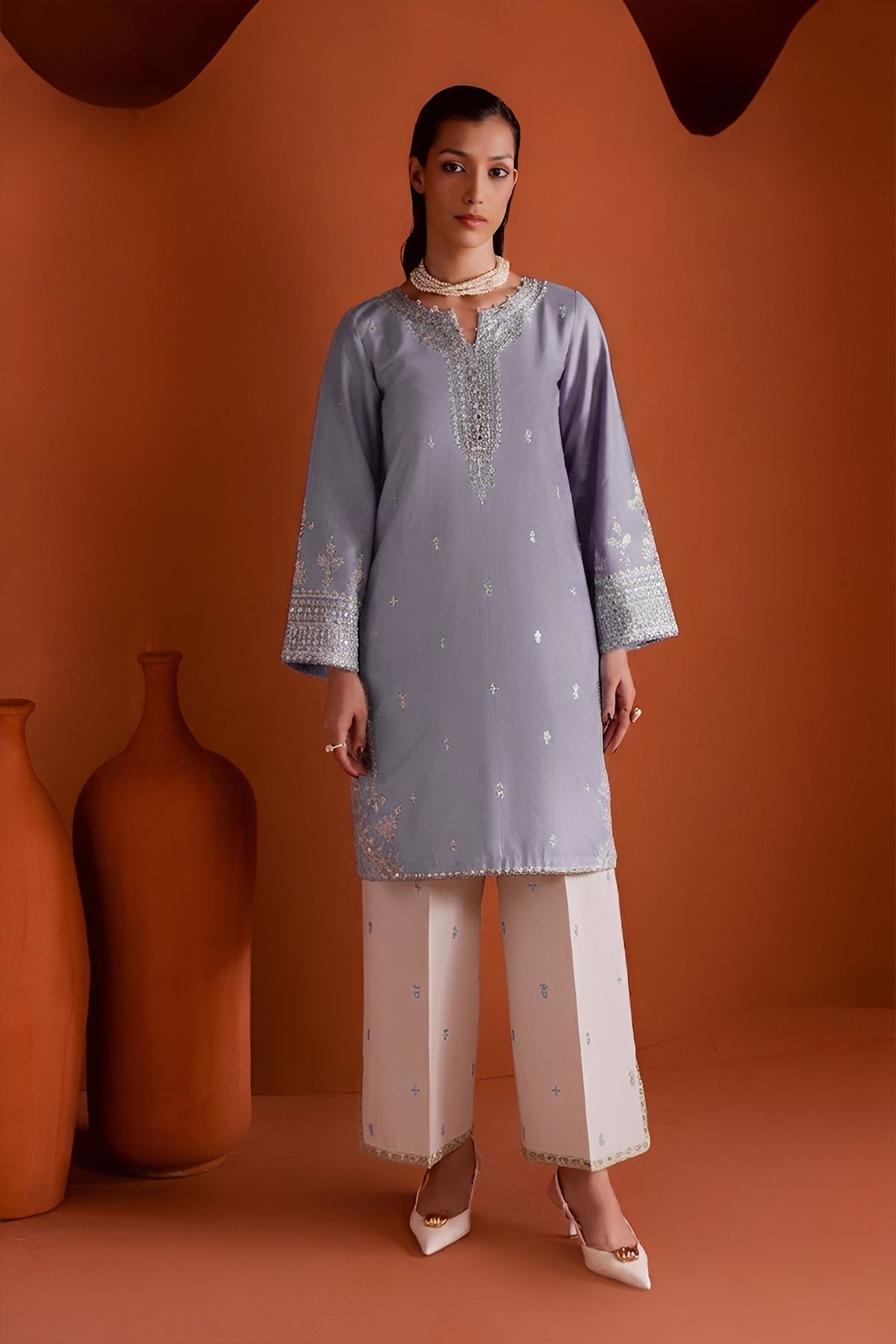 SUMMER-2PC LAWN EMBROIDERED SHIRT WITH TROUSER-296