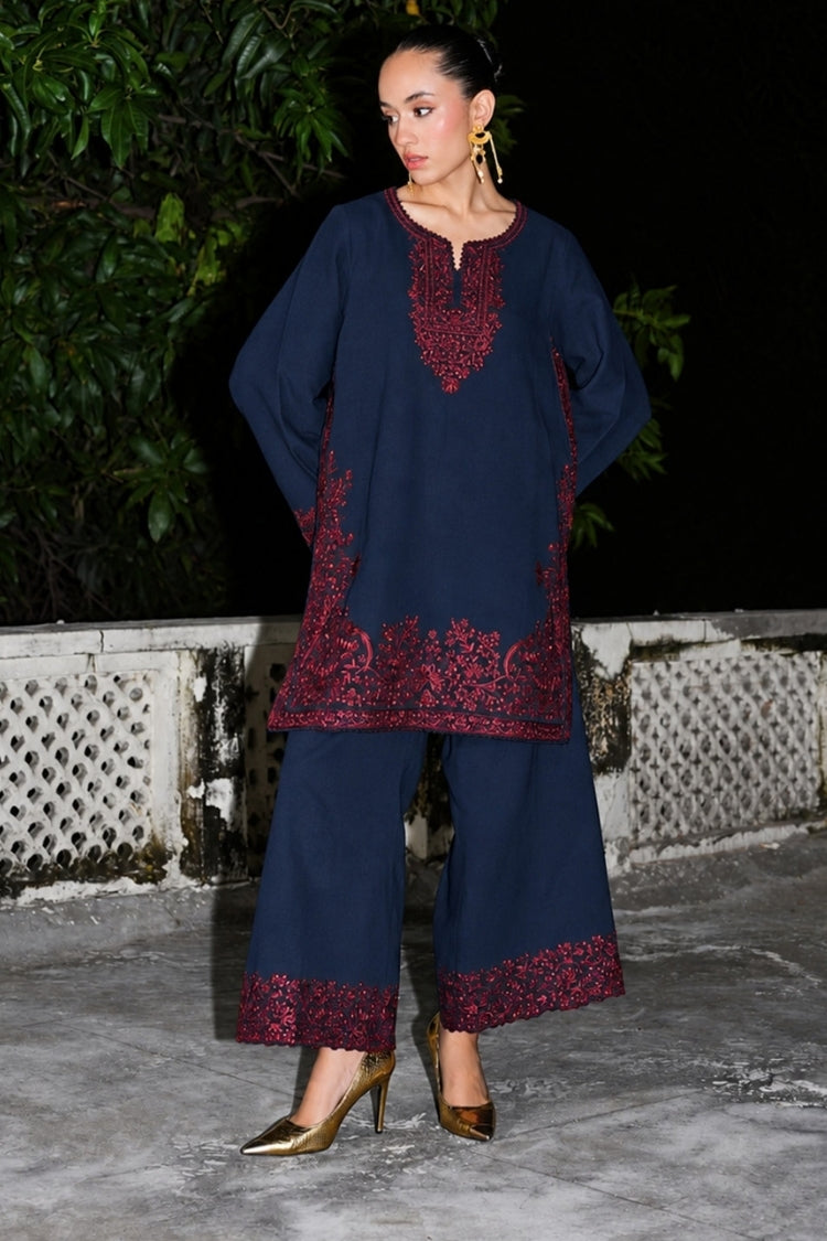 WINTER-2PIECE DHANAK EMBROIDERED SHIRT WITH DHANAK EMB TROUSER-15128