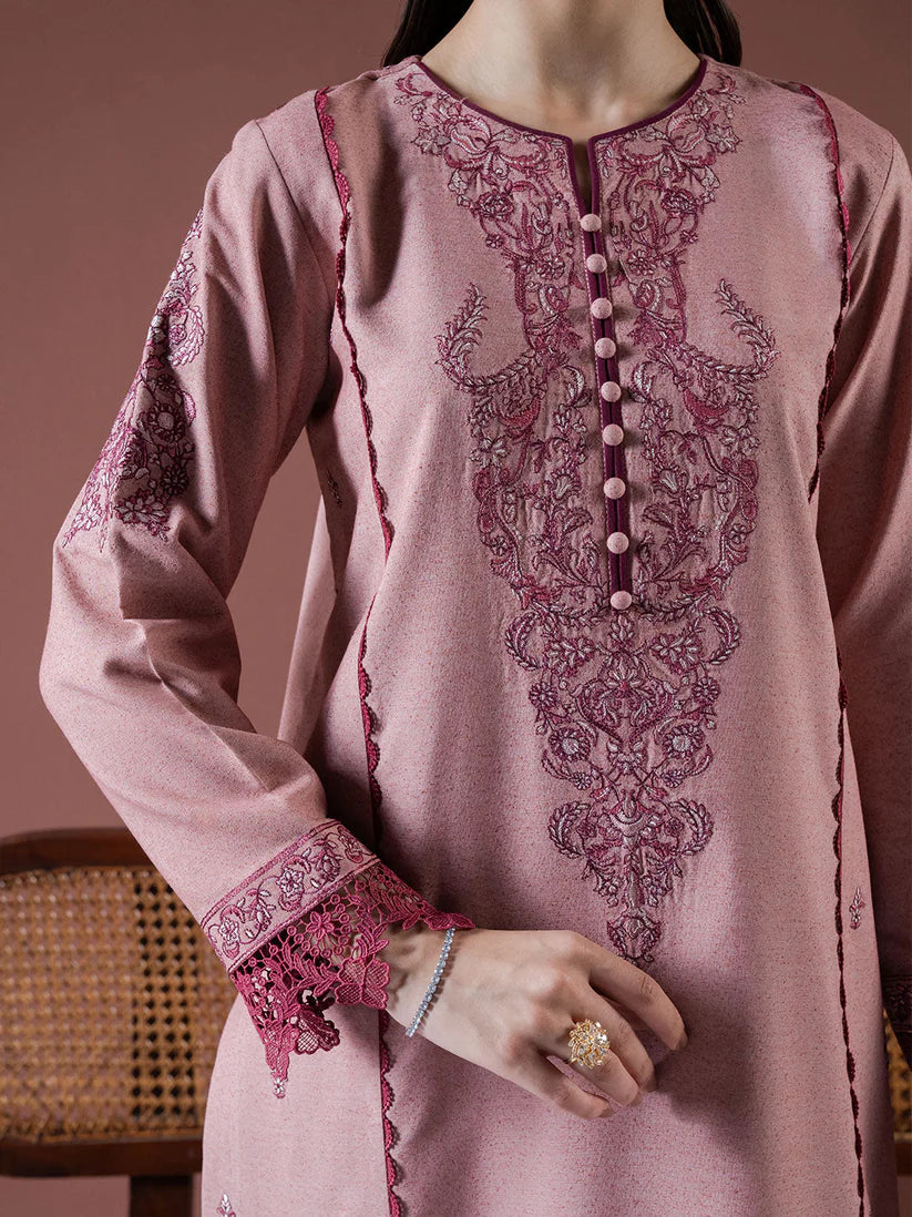 WINTER-3PC DHANAK EMBROIDERED SHIRT WITH DHANAK EMBROIDERED SHAWL & TROUSER-4186