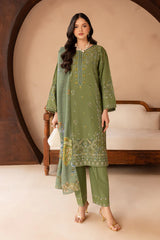 SUMMER-3PC LAWN EMBROIDERED SHIRT WITH MONARK PRINT DUPATTA AND EMB TROUSER-3700