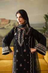 WINTER-3PC DHANAK EMBROIDERED SHIRT WITH CHIFFON EMBROIDERED DUPATTA AND TROUSER-4274