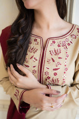 WINTER-AISLING - 3PC DHANAK EMBROIDERED SHIRT WITH EMBROIDERED DHANAK SHAWL AND TROUSER-3131