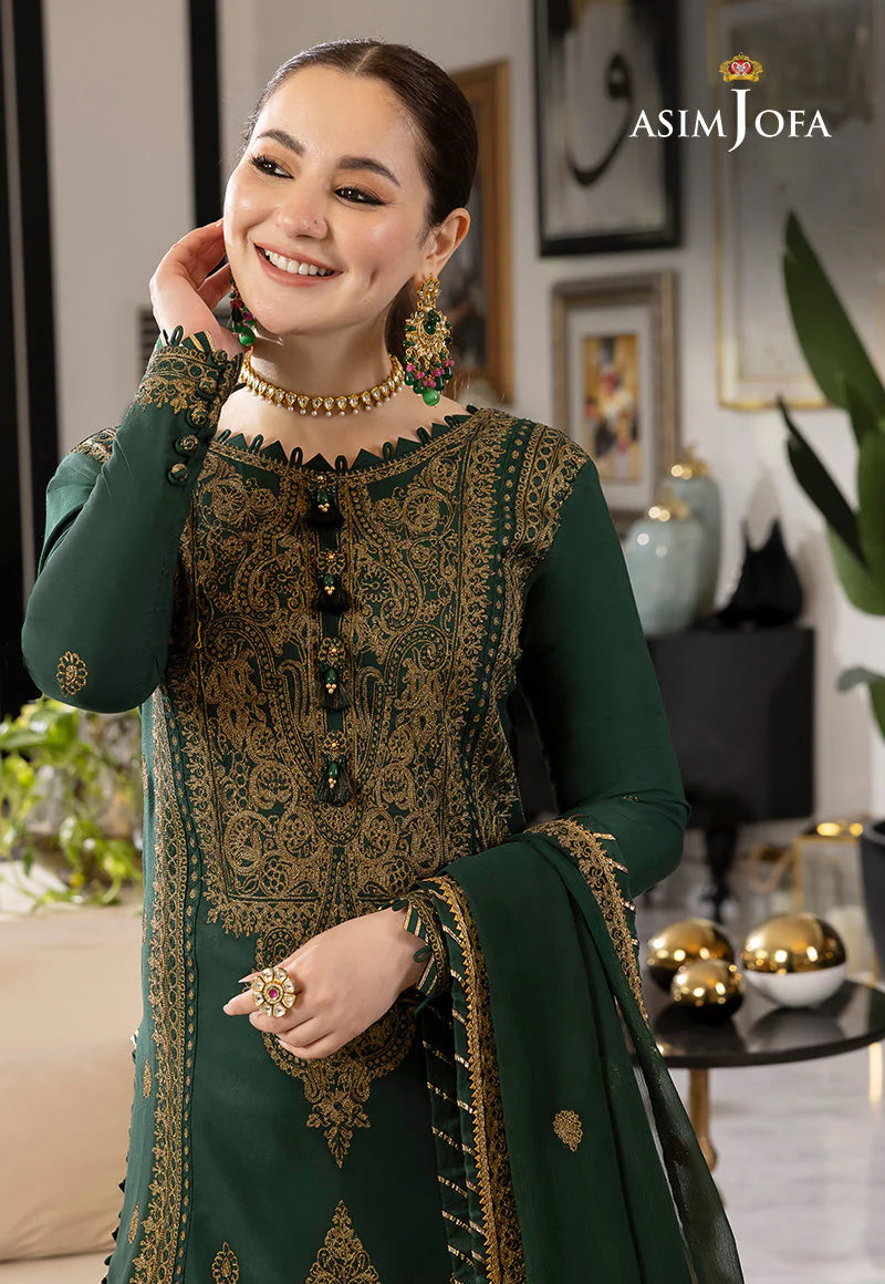 WINTER-3PC DHANAK SEQUIN EMBROIDRED SHIRT WITH CHIFFON EMBROIDRED DUPATTA AND TROUSER-4139