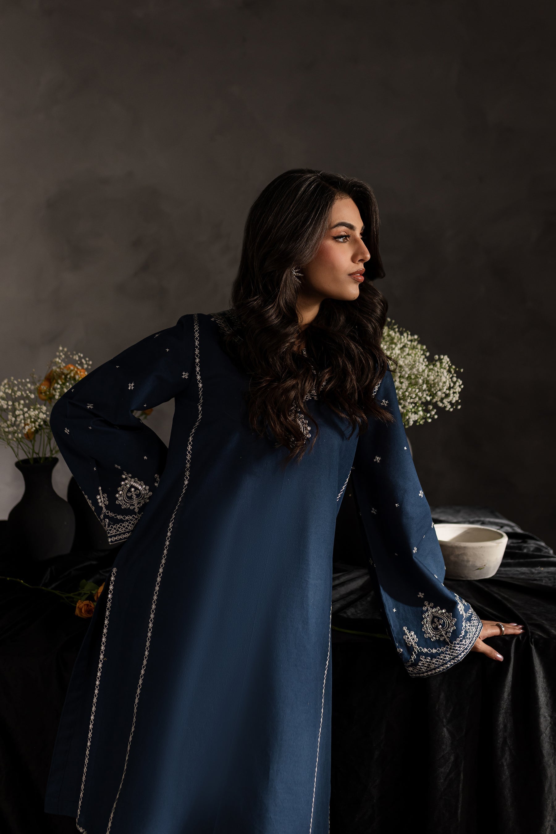 SUMMER-2PC SEQUIN LAWN EMBROIDERED SHIRT WITH SEQUIN LAWN EMBROIDERED TROUSER-3469