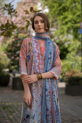 WINTER-3PC KARANDI PRINTED EMBROIDERED SHIRT WITH KARANDI PRINTED DUPATTA AND TROUSER-2565