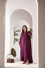 WINTER - 3PC DHANAK EMBROIDERED SHIRT WITH DHANAK EMBROIDERED SHAWL AND TROUSE-4002