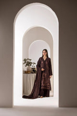 WINTER- 3PC DHANAK EMBROIDERED SHIRT WITH DHANAK EMBROIDERED SHAWL AND TROUSER-3424