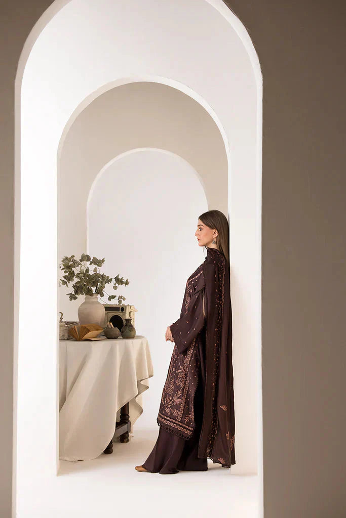 WINTER- 3PC DHANAK EMBROIDERED SHIRT WITH DHANAK EMBROIDERED SHAWL AND TROUSER-3424
