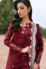 SUMMER-3PC LAWN EMBROIDERED SHIRT WITH KHAADI NET EMBROIDERED DUPATTA AND EMB TROUSER-4695