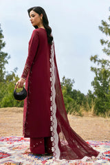 SUMMER-3PC LAWN EMBROIDERED SHIRT WITH KHAADI NET EMBROIDERED DUPATTA AND EMB TROUSER-4695
