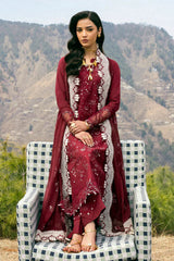 SUMMER-3PC LAWN EMBROIDERED SHIRT WITH KHAADI NET EMBROIDERED DUPATTA AND EMB TROUSER-4695