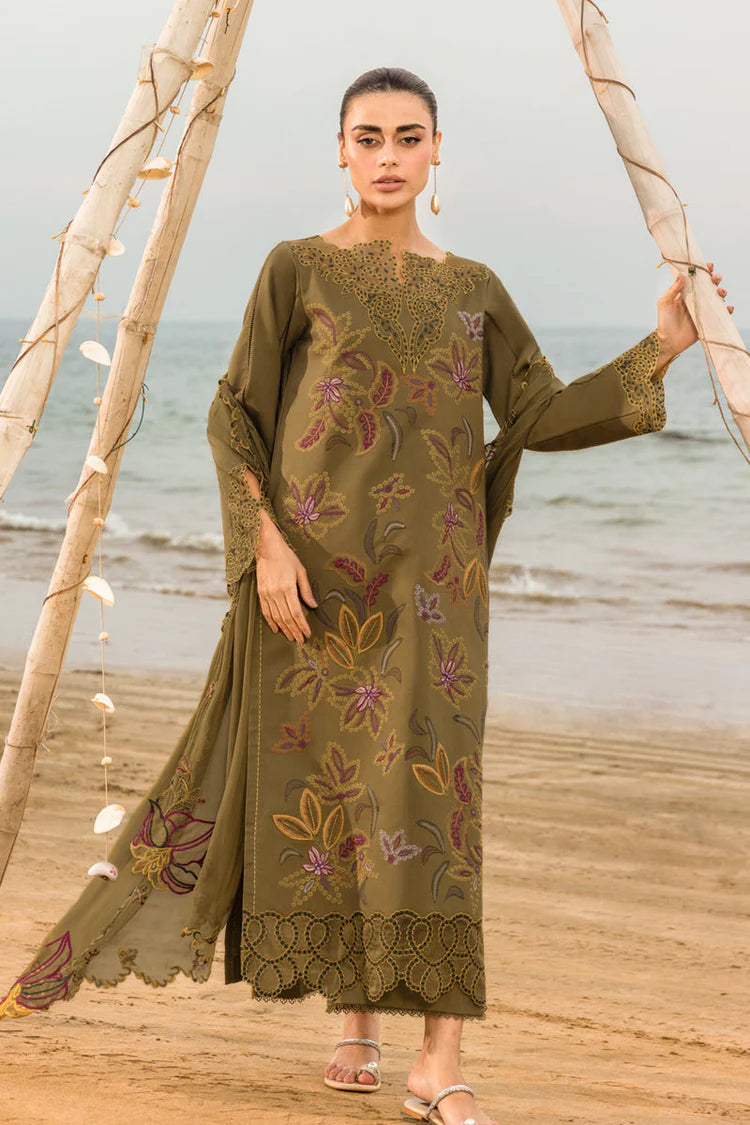 SUMMER-3PC LAWN EMBROIDERED SHIRT WITH CHIFFON EMBROIDERED DUPATTA & TROUSER-4514