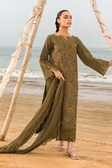 SUMMER-3PC LAWN EMBROIDERED SHIRT WITH CHIFFON EMBROIDERED DUPATTA & TROUSER-4514