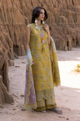 WINTER-3PC DHANAK EMBROIDERED SHIRT WITH KHAADI NET EMB READY TO WEAR DUPATTA & DHANAK TOUSER-4141