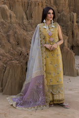 WINTER-3PC DHANAK EMBROIDERED SHIRT WITH KHAADI NET EMB READY TO WEAR DUPATTA & DHANAK TOUSER-4141