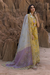 WINTER-3PC DHANAK EMBROIDERED SHIRT WITH KHAADI NET EMB READY TO WEAR DUPATTA & DHANAK TOUSER-4141