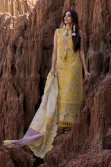 WINTER-3PC DHANAK EMBROIDERED SHIRT WITH KHAADI NET EMB READY TO WEAR DUPATTA & DHANAK TOUSER-4141