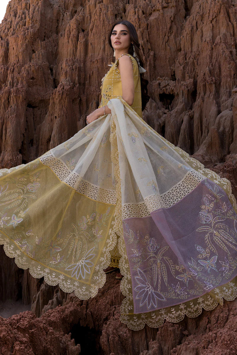 WINTER-3PC DHANAK EMBROIDERED SHIRT WITH KHAADI NET EMB READY TO WEAR DUPATTA & DHANAK TOUSER-4141