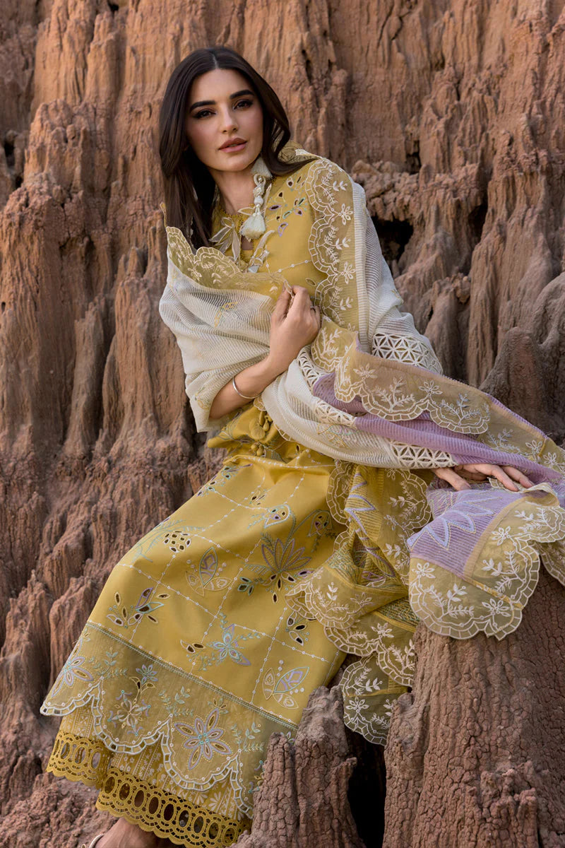 WINTER-3PC DHANAK EMBROIDERED SHIRT WITH KHAADI NET EMB READY TO WEAR DUPATTA & DHANAK TOUSER-4141