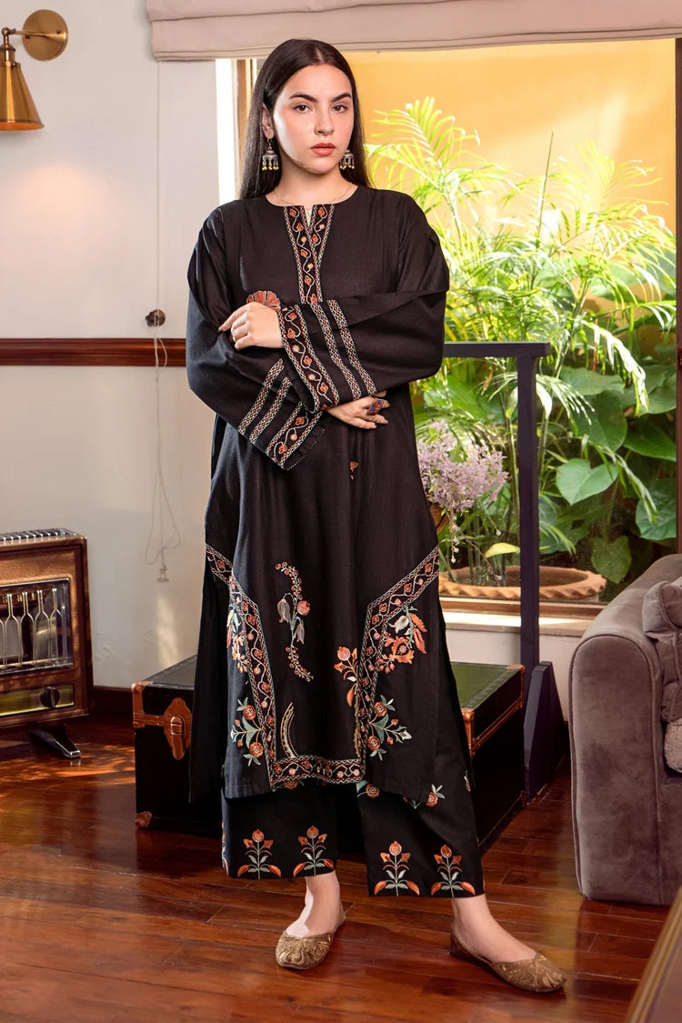 WINTER-2PIECE DHANAK EMBROIDERED SHIRT WITH DHANAK EMB TROUSER-15029