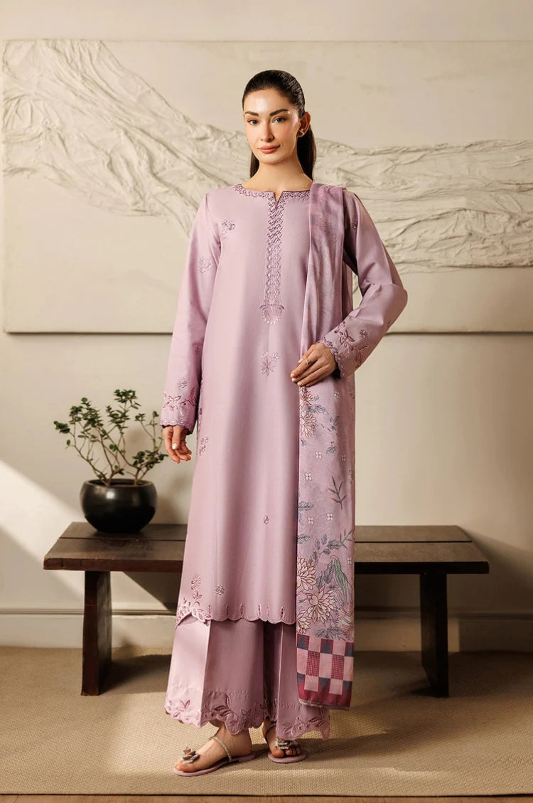 SUMMER-3PIECE LAWN EMBROIDERED SHIRT WITH CHIFFON PRINTED DUPATTA AND TROUSER-4868
