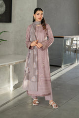 WINTER-3PC DHANAK EMBROIDERED SHIRT WITH COUTRAI PRINTED SHAWL AND TROUSER-4114