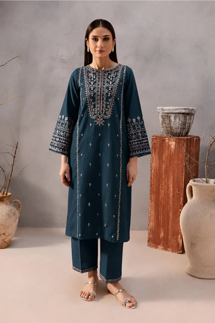 SUMMER-2PC LAWN EMBROIDERED SHIRT WITH TROUSER-1160