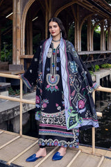 WINTER-3PC DHANAK EMBROIDERED SHIRT WITH COURTRAI WOOL PRINT SHAWL AND TROUSER-4415