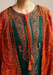 WINTER-3PC DHANAK EMBROIDERED SHIRT WITH COURTRAI PRINTED SHAWL AND TROUSER-