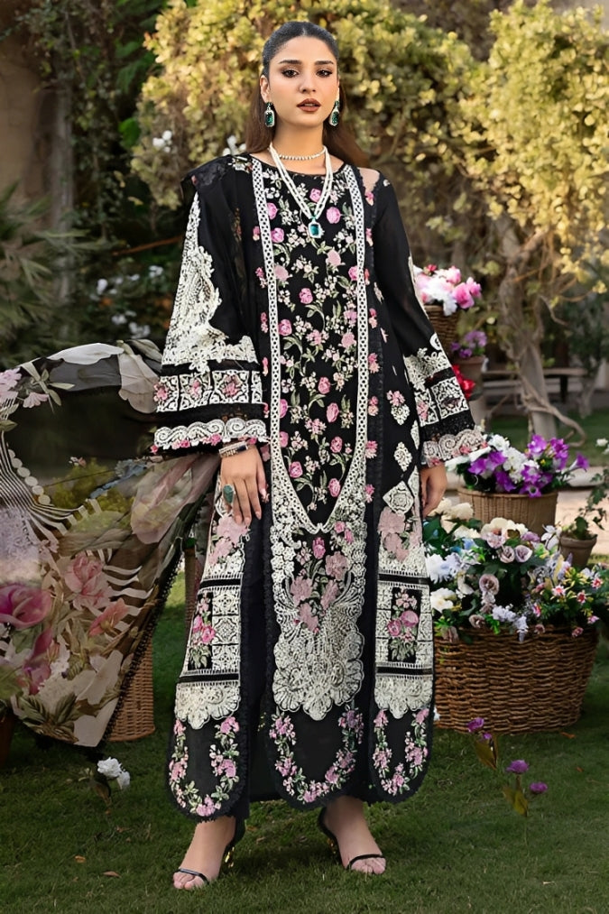 SUMMER-3PC LAWN HEAVY EMBROIDERED SHIRT WITH CHIFFON PRINTED DUPATTA AND TROUSER-4723