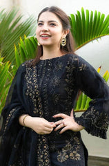 WINTER-3PC KHADDAR EMBROIDERED SHIRT WITH CHIFFON EMBROIDERED DUPATTA & TROUSER-4116