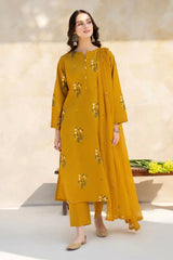 WINTER-3PC DHANAK EMBROIDERED SHIRT WITH BAMBER CHIFFON EMBROIDERED DUPATTA-1644