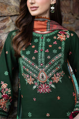 WINTER-3PC KHADDAR EMBROIDERED SHIRT WITH COURTRAI PRINTED SHAWL AND TROUSER-4419