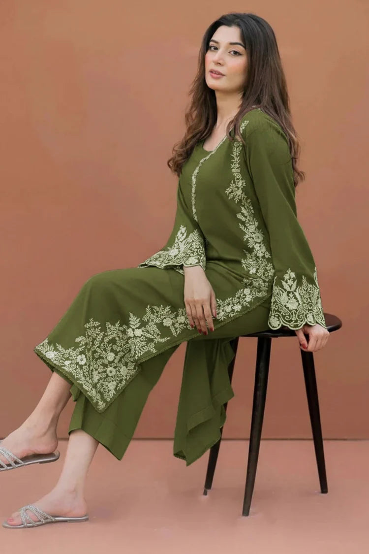 SUMMER-2PC LAWN EMBROIDERED SHIRT WITH LAWN TROUSER-1038