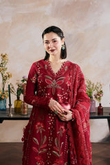 WINTER-3PC DHANAK EMBROIDERED SHIRT WITH DHANAK EMB SHAWL AND TROUSER-5168