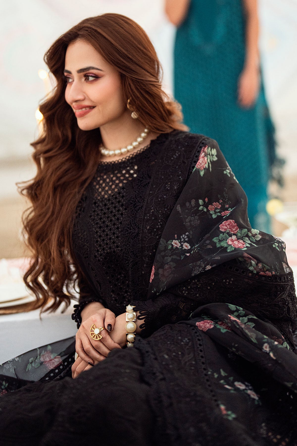 WINTER-3PC DHANAK LASER WORK EMBROIDERED SHIRT WITH MONARK PRINTED EMB DUPATTA & TROUSER-4119
