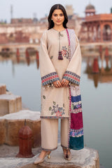 SUMMER-3PC LAWN EMBROIDERED SHIRT WITH MONARK PRINTED DUPATTA AND TROUSER-3631