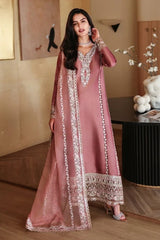 WINTER-3PC-RAW SILK HAND EMB EMBELLISHED SHIRT WITH SOFT SILK EMB DUPATTA AND RAW SILK TROUSER-5214