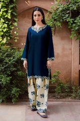 WINTER-2PIECE DHANAK EMBROIDERED SHIRT WITH DHANAK EMB TROUSER-15080