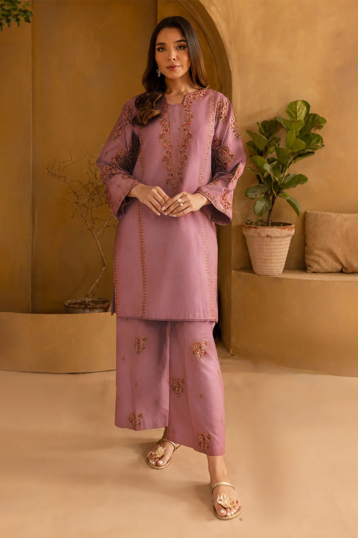 SUMMER-2PC LAWN EMBROIDERED SHIRT WITH TROUSER-1125