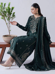 WINTER-3PC DHANAK EMBROIDERED SHIRT WITH DHANAK EMBROIDERED SHAWL & TROUSER-4165