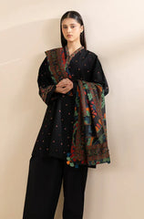 WINTER-3PC DHANAK EMBROIDERED SHIRT WITH COURTRAI PRINTED SHAWL & TROUSER-4242