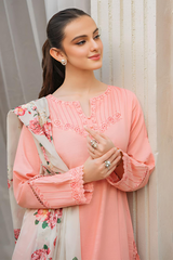 SUMMER-3PC LAWN EMBROIDERED SHIRT WITH CHIFFON PRINTED DUPATTA & TROUSER-4564