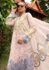 SUMMER-3PC LAWN EMBROIDERED SHIRT WITH EMBROIDERED ORGANZA DAMAN CHIFFON PRINTED EMB DUPATTA AND EMB TROUSER-4711